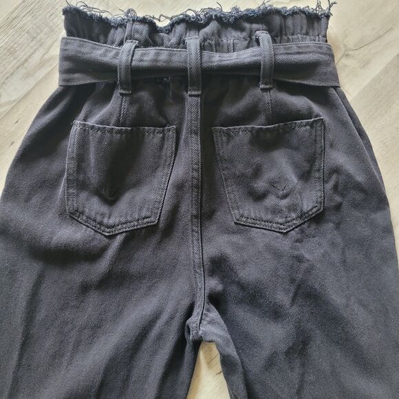 Hudson Jeans Black Paper Bag Pants With Belt Sz 24 Casual Trousers - Picture 8 of 8